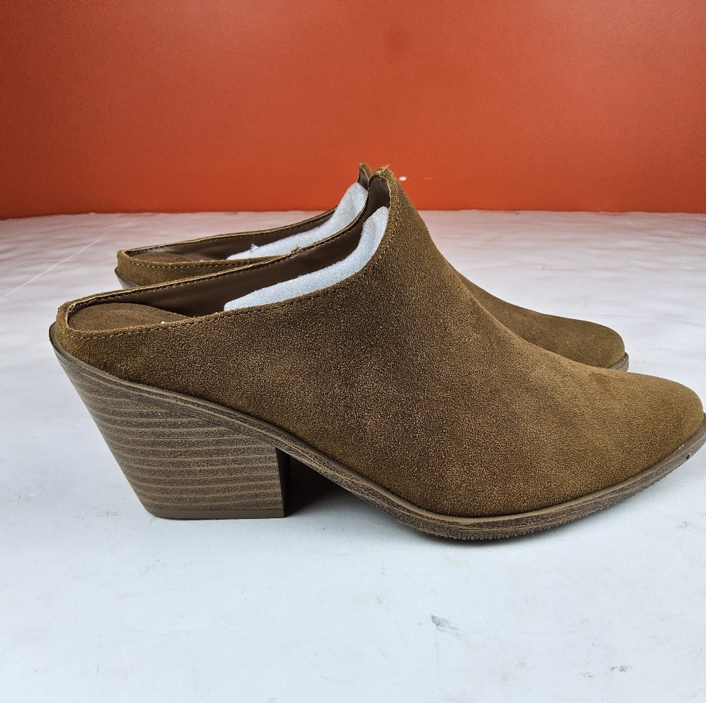 Aqua College Women waterproof Block Heel Slip On Mule Brown Suede 8.5M (…
